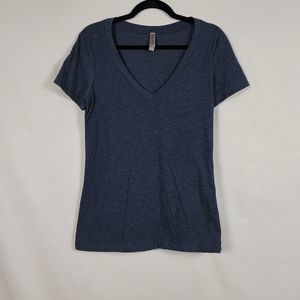 Clementine blue gray v neck short sleeve tee shirt size L